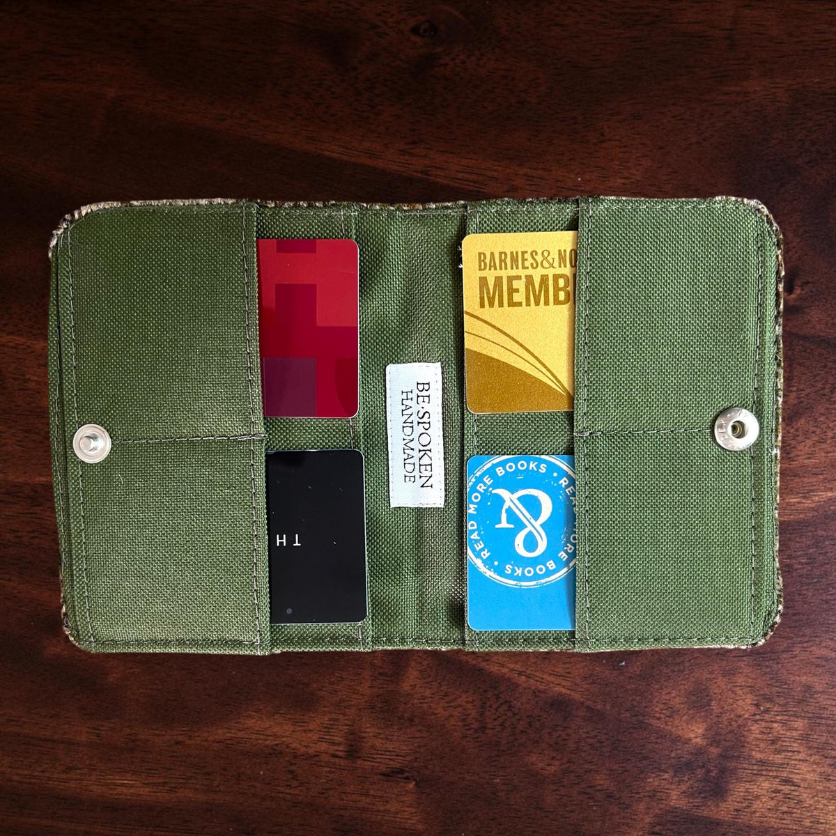 Harris Tweed Passport Cover with Credit Card Slots With Snap Closure Beige Olive Brown