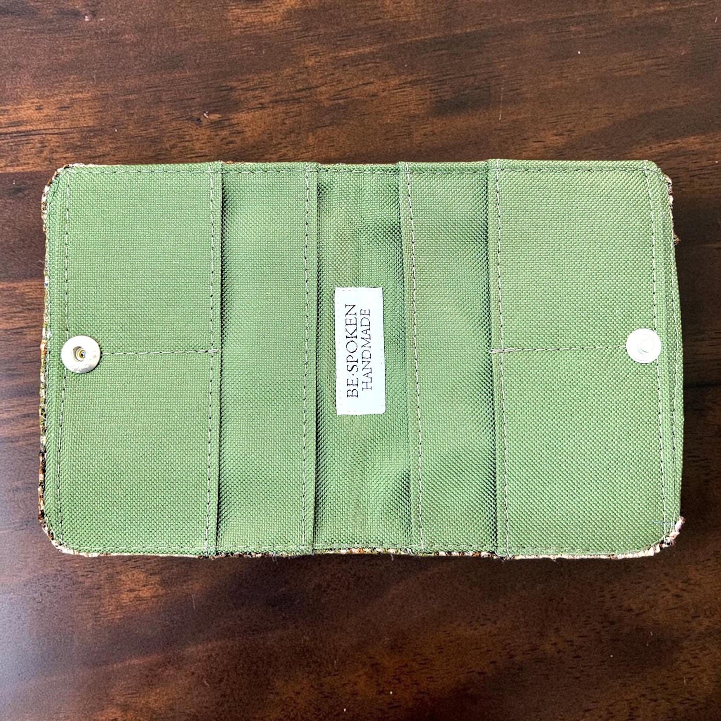 Harris Tweed Passport Cover with Credit Card Slots With Snap Closure Beige Olive Brown