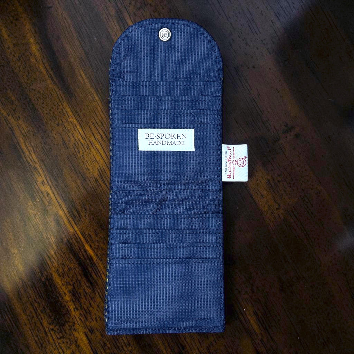 Trifold Harris Tweed Navy Indigo Stripe Credit Card Wallet