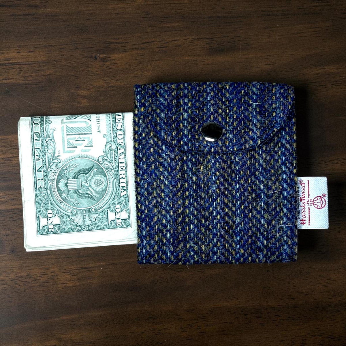 Trifold Harris Tweed Navy Indigo Stripe Credit Card Wallet