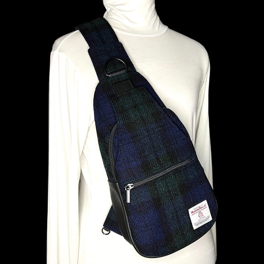 Harris Tweed Retro Sling Crossbody Purse Blackwatch Tartan