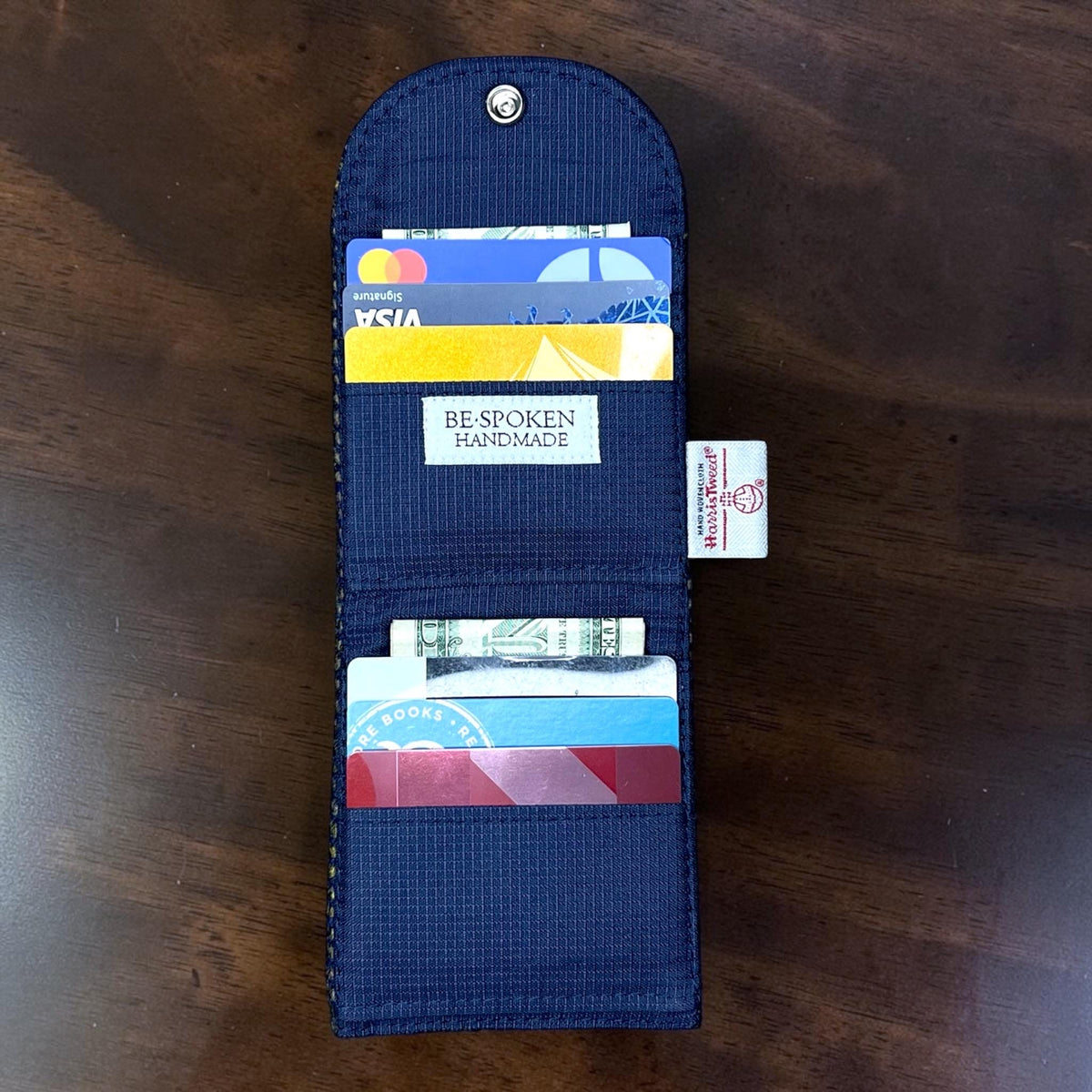 Trifold Harris Tweed Navy Indigo Stripe Credit Card Wallet