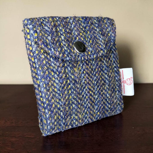Trifold Harris Tweed Navy Indigo Stripe Credit Card Wallet